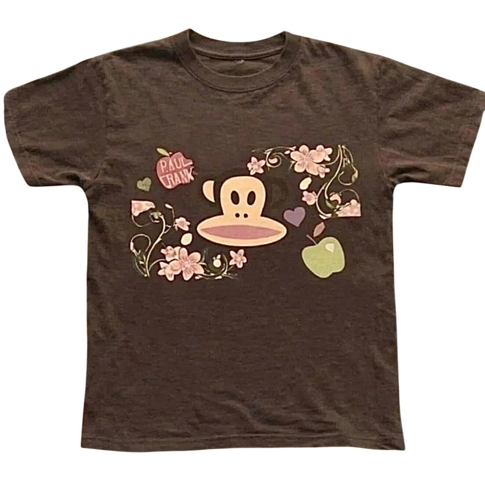 Paul Frank Graphic Brown Excellent Julius Monkey Floral unisex Cotton T-Shirt